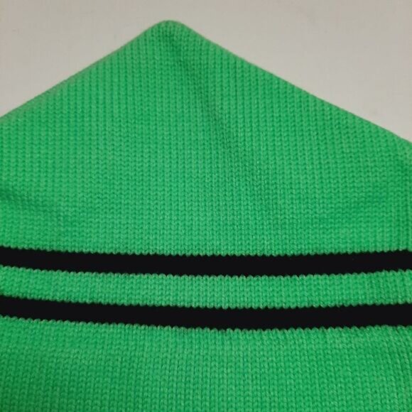 Retro 80's CAPPELLO 100% Wool Intarsia Stripe Pattern Knit Beanie Hat Green OS - Picture 5 of 15